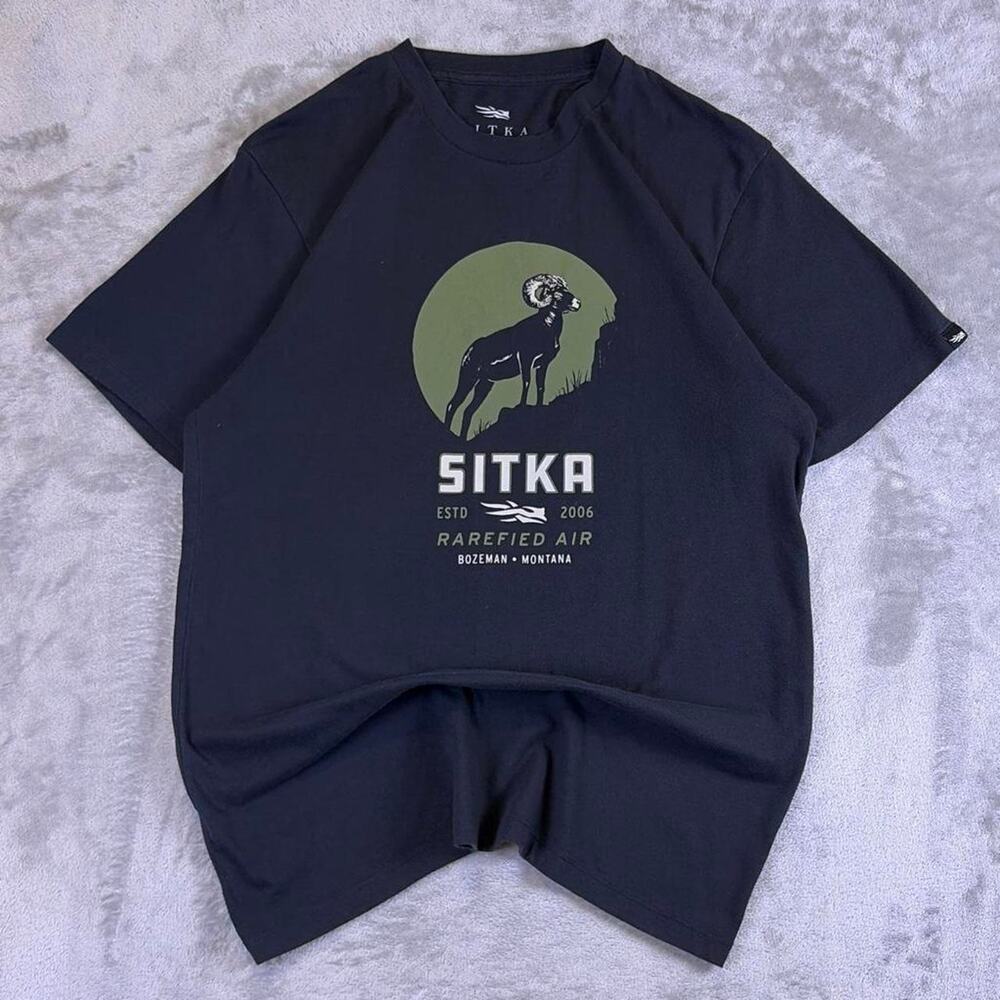 Sitka Rarefied Air Ram Logo T-Shirt Men’s Medium Black Hunting Outdoors